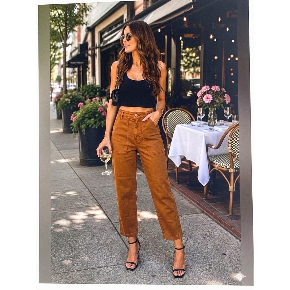 J Crew Womens Cotton Stretch Straight Leg Crop Denim Pants Size 29 Burnt Orange